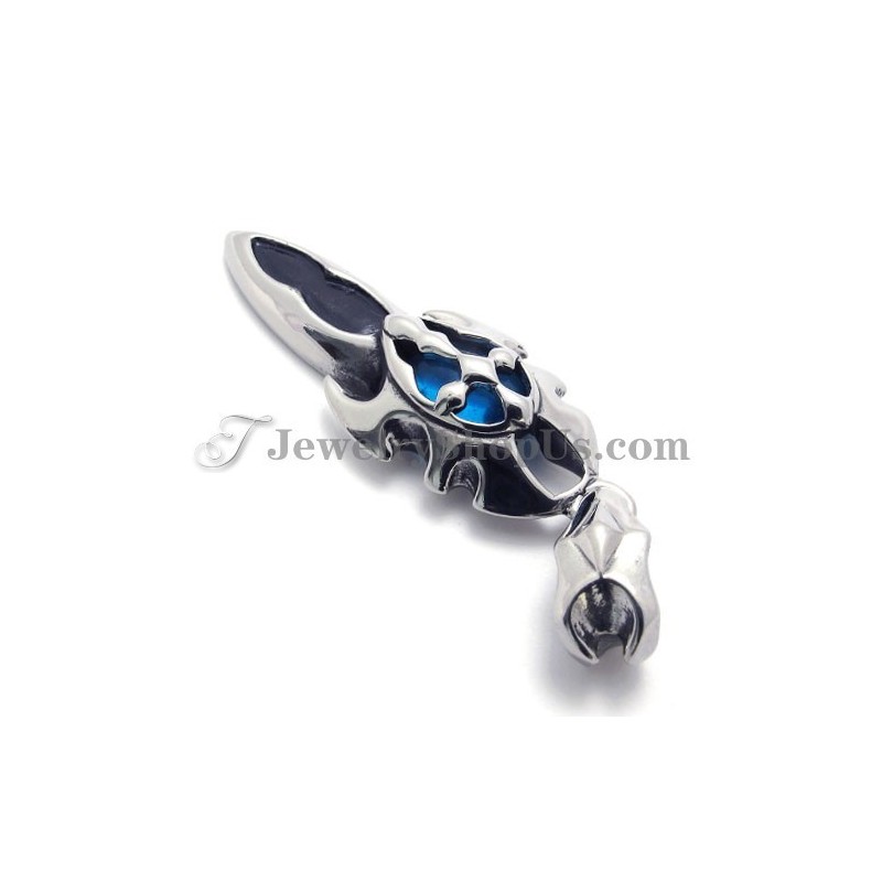 Colgante De Titanio Con Circonita Azul De Moda