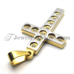 Elegante Colgante De Titanio Con Cruz Dorada Y Diamantes De Imitación