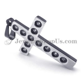 Elegante Colgante De Titanio Con Cruz Negra Y Diamantes De Imitación
