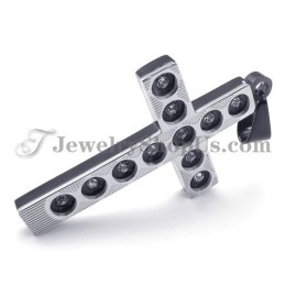 Elegante Colgante De Titanio Con Cruz Negra Y Diamantes De Imitación