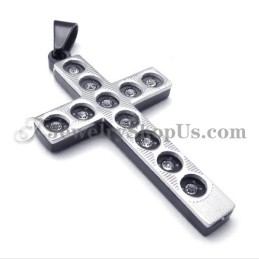 Elegante Colgante De Titanio Con Cruz Negra Y Diamantes De Imitación