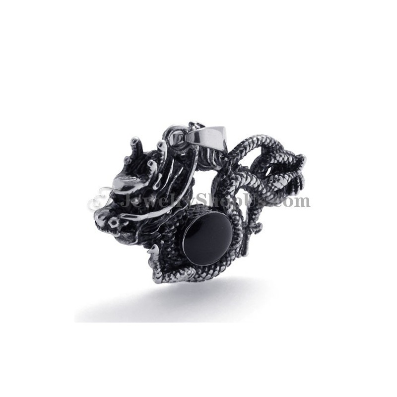 Colgante De Titanio Con Forma De Dragón Y Circonita