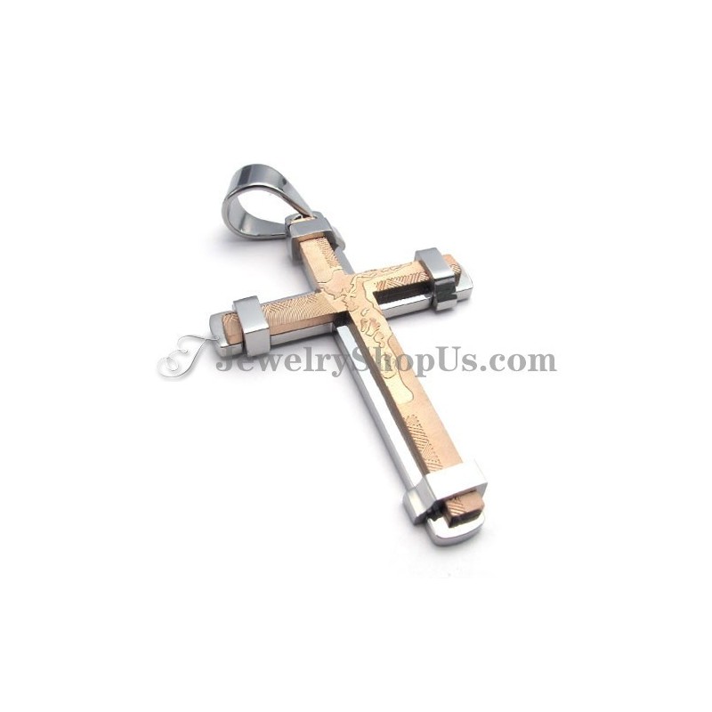 Hermoso Colgante De Cruz De Titanio En Oro Rosa Y Plata Hermoso Colgante De Cruz De Titanio En Oro Rosa Y Plata