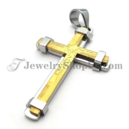 Hermoso Colgante De Cruz De Titanio Dorado Y Plateado