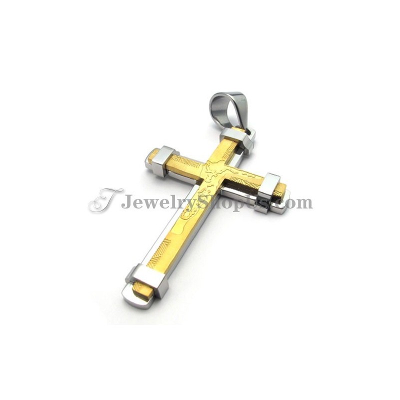 Hermoso Colgante De Cruz De Titanio Dorado Y Plateado Hermoso Colgante De Cruz De Titanio Dorado Y Plateado