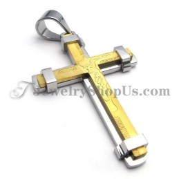 Hermoso Colgante De Cruz De Titanio Dorado Y Plateado