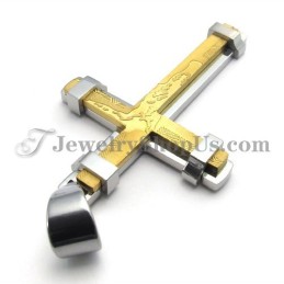 Hermoso Colgante De Cruz De Titanio Dorado Y Plateado
