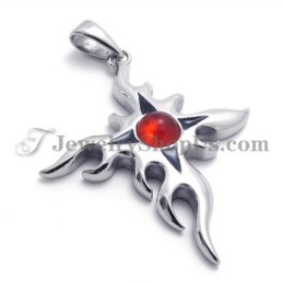 Colgante De Titanio De Moda Con Circonita Roja