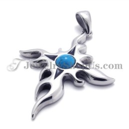 Colgante De Titanio De Moda Con Circonita Azul