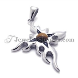 Colgante De Titanio De Moda Con Circonita Marrón