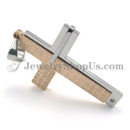Hermoso Colgante De Titanio Con Cruz De Oro Rosa