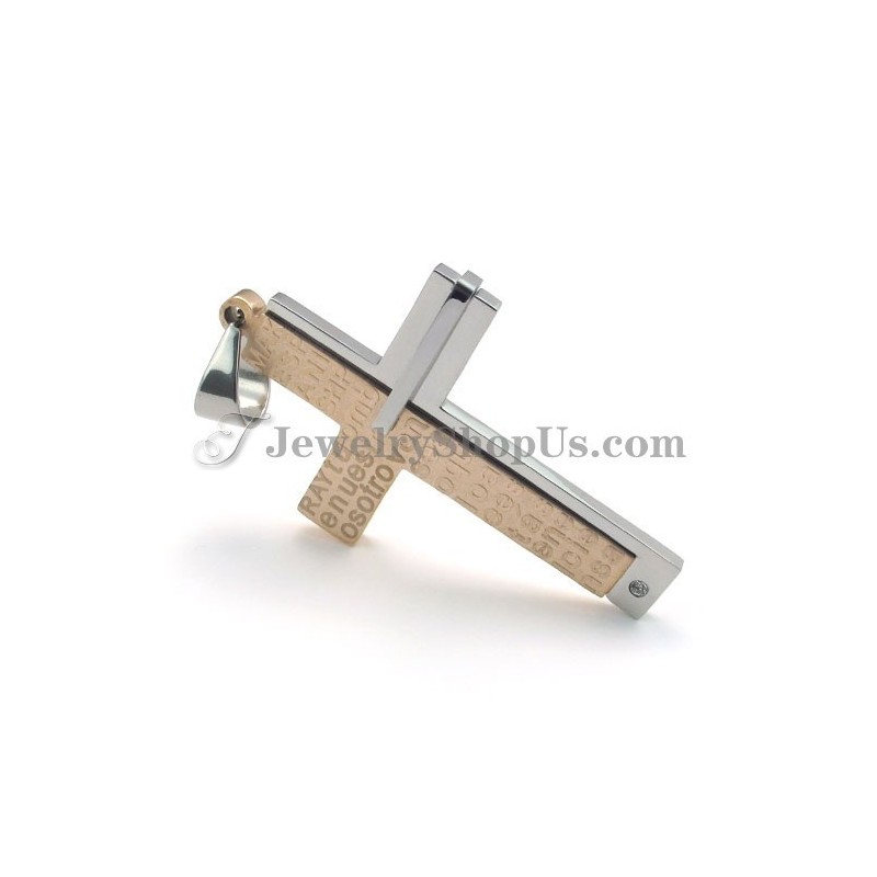 Hermoso Colgante De Titanio Con Cruz De Oro Rosa Hermoso Colgante De Titanio Con Cruz De Oro Rosa