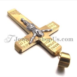 Hermoso Colgante De Cruz De Jesús En Titanio Y Oro