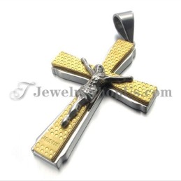 Elegante Colgante De Cruz De Jusus De Titanio Y Oro