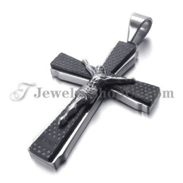 Elegante Colgante De Titanio Negro Con La Cruz De Juso