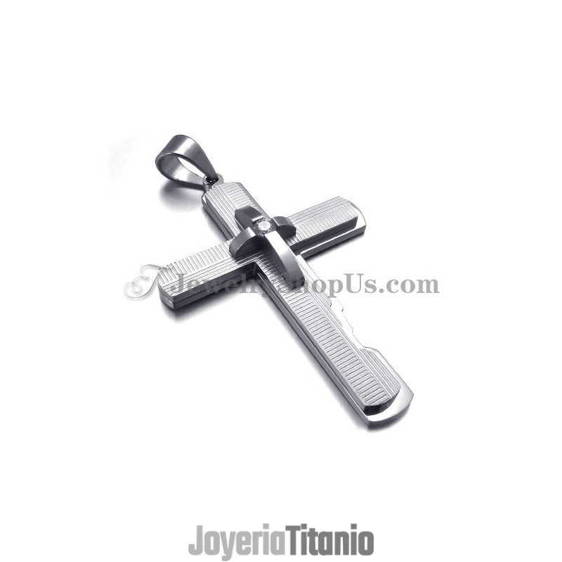 Colgante De Cruz De Titanio Y Plata Colgante De Cruz De Titanio Y Plata