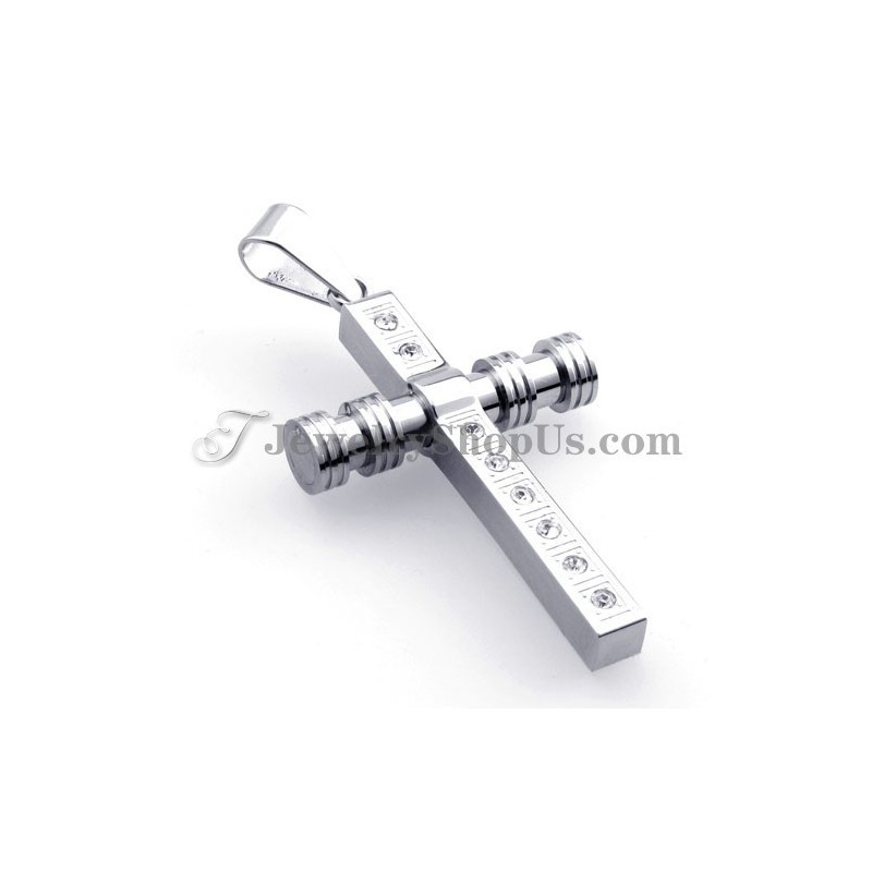 Hermoso Colgante De Cruz De Titanio Con Diamantes De Imitación