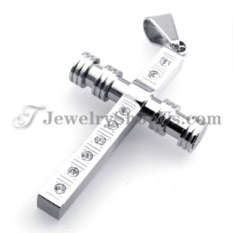 Hermoso Colgante De Cruz De Titanio Con Diamantes De Imitación