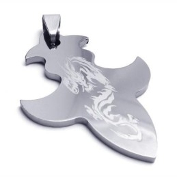 Collar Con Colgante De Dragón Y Cruz De Acero De Tungsteno Para Hombre (Nuevo)