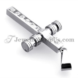 Hermoso Colgante De Cruz De Titanio Con Diamantes De Imitación