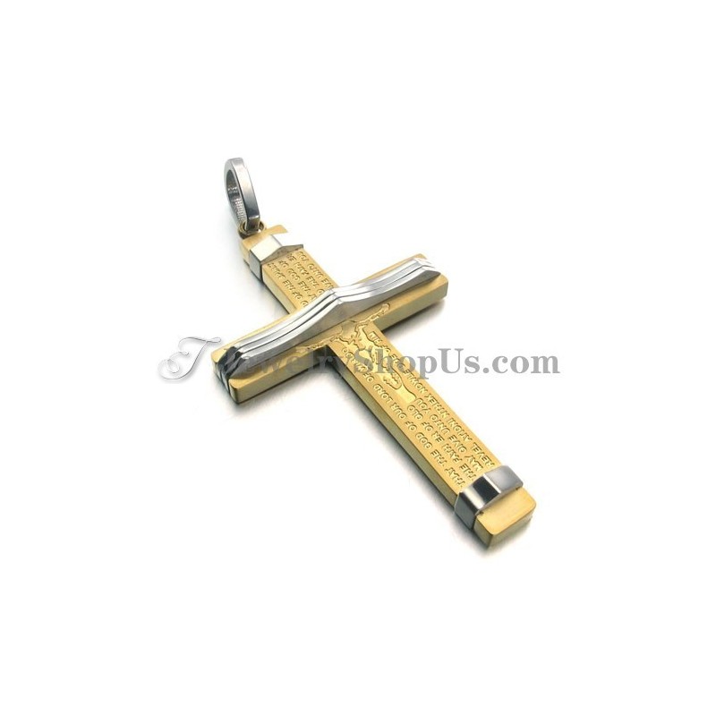 Colgante De Cruz De Oro Y Titanio De Moda