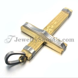 Colgante De Cruz De Oro Y Titanio De Moda