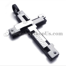 Colgante De Cruz De Titanio Negro De Moda