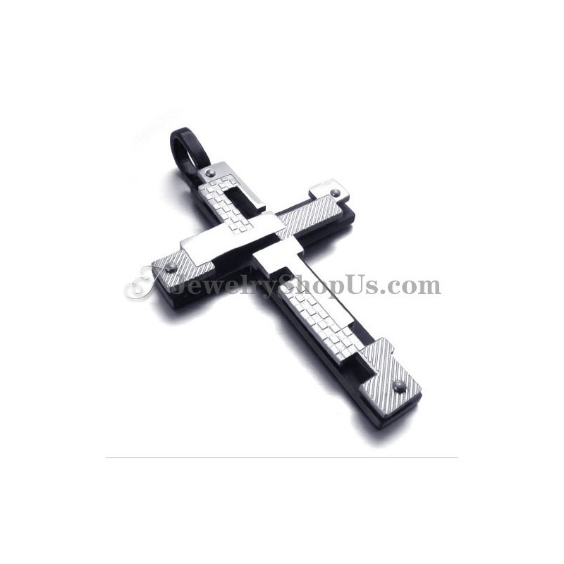 Colgante De Cruz De Titanio Negro De Moda