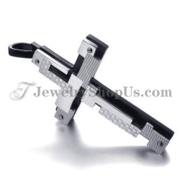 Colgante De Cruz De Titanio Negro De Moda