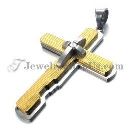 Colgante De Cruz De Titanio Dorado