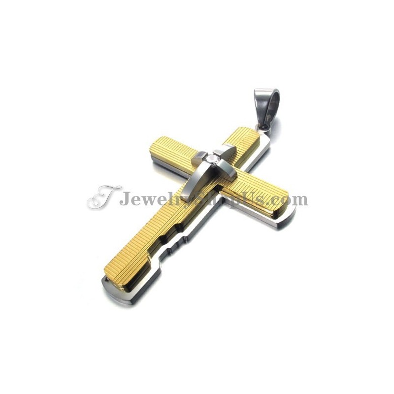 Colgante De Cruz De Titanio Dorado