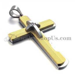 Colgante De Cruz De Titanio Dorado