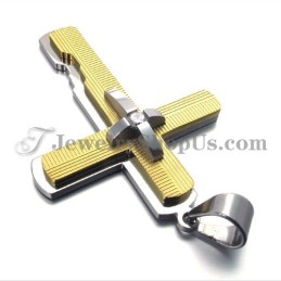 Colgante De Cruz De Titanio Dorado