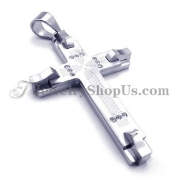 Hermoso Colgante De Titanio Con Cruz De Diamantes De Imitación