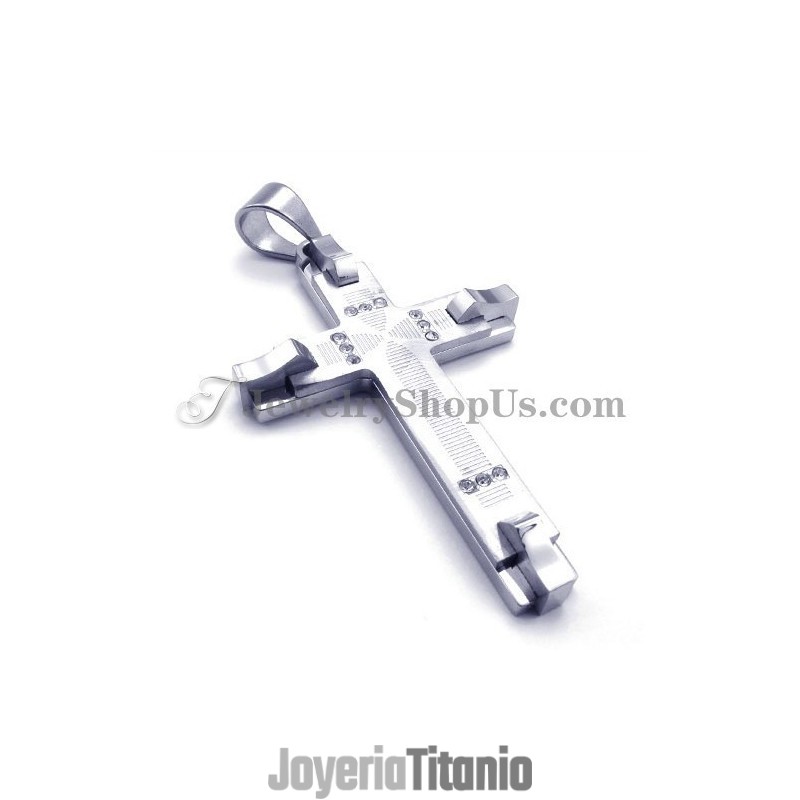 Hermoso Colgante De Titanio Con Cruz De Diamantes De Imitación Hermoso Colgante De Titanio Con Cruz De Diamantes De Imitación