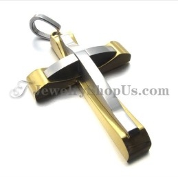 Elegante Colgante De Cruz De Oro Y Titanio