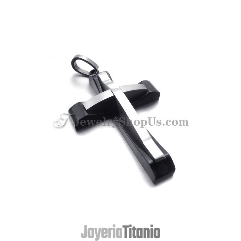 Elegante Colgante De Cruz De Titanio Negro