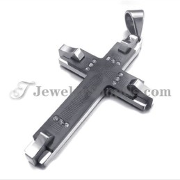 Hermoso Colgante De Cruz De Titanio Negro Con Diamantes De Imitación