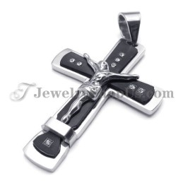 Colgante Clásico De Titanio Negro Con La Cruz De Jesús