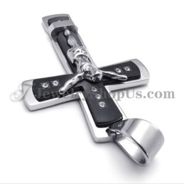 Colgante Clásico De Titanio Negro Con La Cruz De Jesús