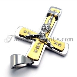Hermoso Colgante De Cruz De Jesús En Titanio Y Oro