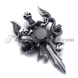 Colgante De Espada De Titanio De Moda Con Circonita Negra