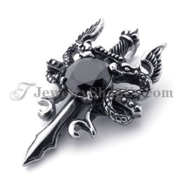 Colgante De Espada De Titanio De Moda Con Circonita Negra