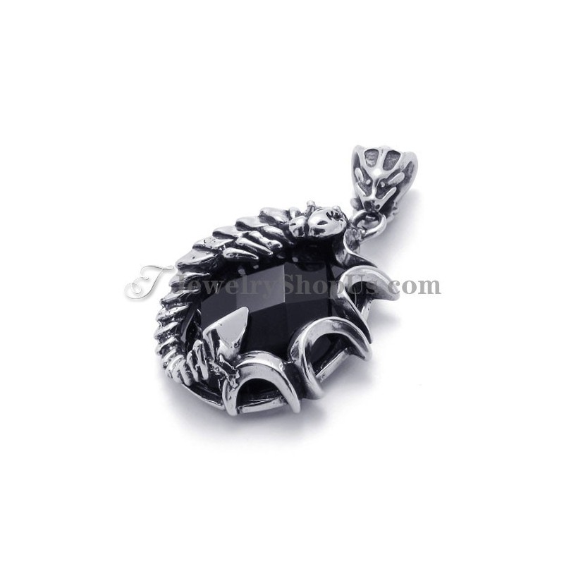 Elegante Colgante De Titanio Con Circonita Negra