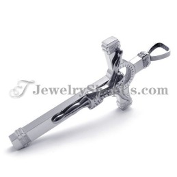 Elegante Colgante De Cruz De Jesús En Titanio Y Plata