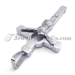 Elegante Colgante De Cruz De Jesús En Titanio Y Plata