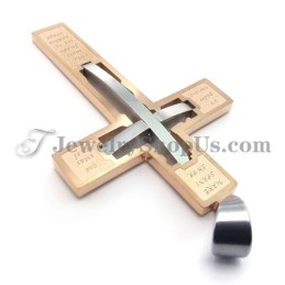 Elegante Colgante De Titanio Con Cruz De Oro Rosa