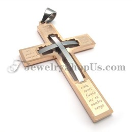 Elegante Colgante De Titanio Con Cruz De Oro Rosa