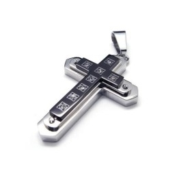 Collar Con Colgante De Cruz De Titanio Puro Negro Para Hombre