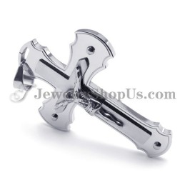 Colgante Clásico De Cruz De Jesús En Plata Y Titanio